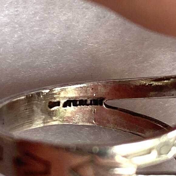 VTG Sterling Silver 925 Southwest Style Turquoise Stamped Split Shank Ring 4.75 - Picture 8 of 16